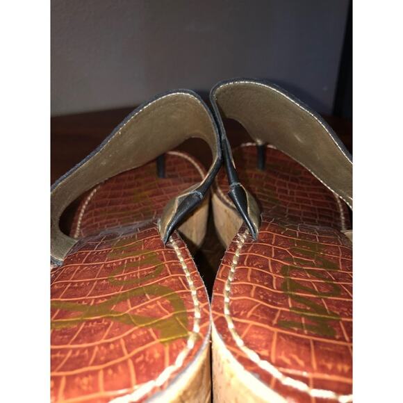 Sam Edelman Sandals Preppy Summer Black  Rose 3D  Cork  Wedges  10 - Picture 5 of 9